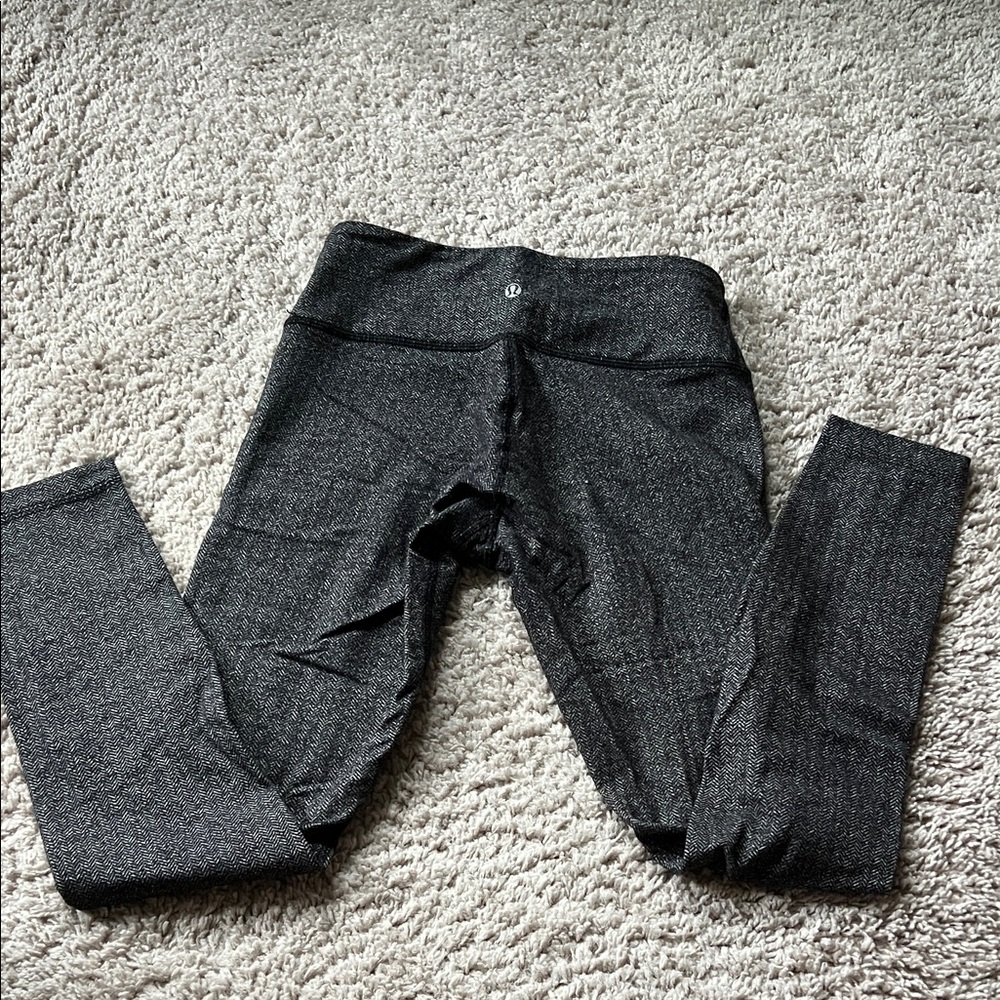 Lululemon Wunder Under Gray Herringbone Leggings 25" - Picture 3 of 4